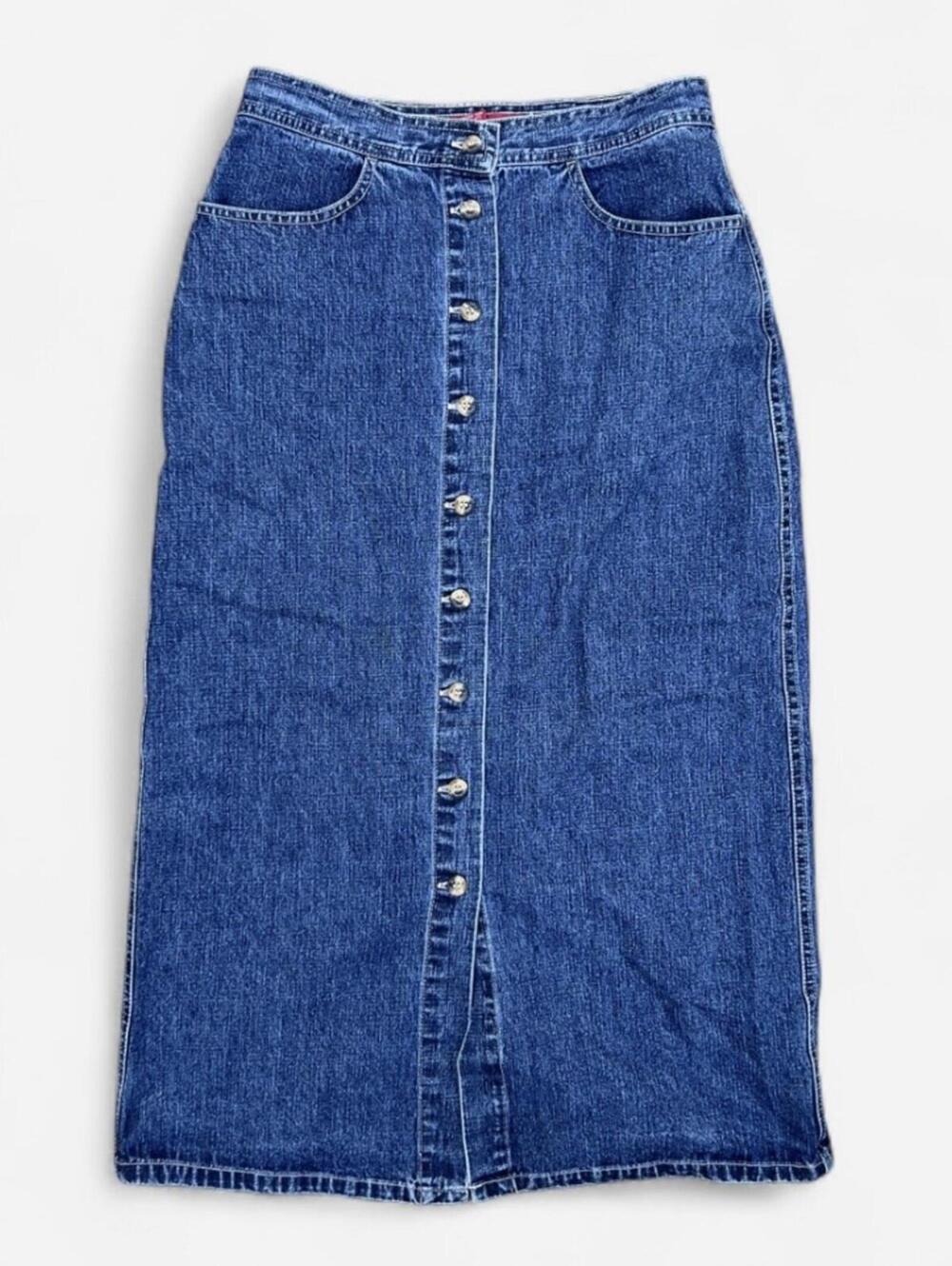 GV Vintage Denim Button Up Maxi Skirt